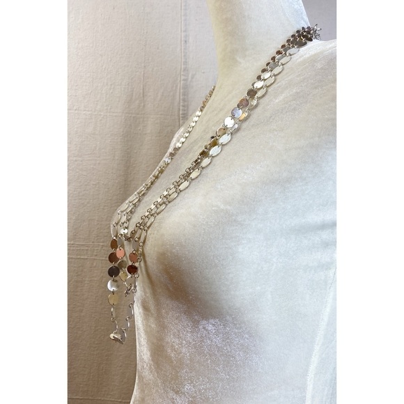 Banana Republic 3 Strand Silver Tone graduated discs Necklace - Picture 2 of 4